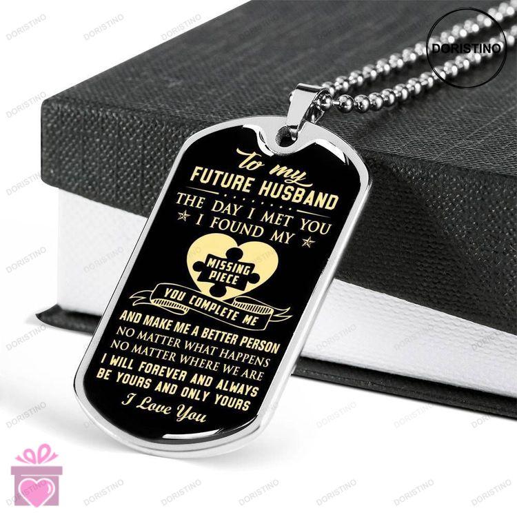 Boyfriend Dog Tag Custom Dog Tag Military Chain Necklace Giving Future Husband You Complete Me Dog T Doristino Awesome Necklace