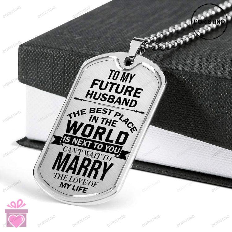 Boyfriend Dog Tag Custom Picture Gift For Future Husband Dog Tag Military Chain Necklace Dog Tag Doristino Awesome Necklace