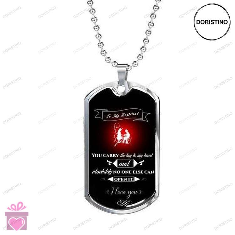 Boyfriend Dog Tag You Carry The Key To My Heart Dog Tag Necklace For Boyfriend Doristino Limited Edition Necklace