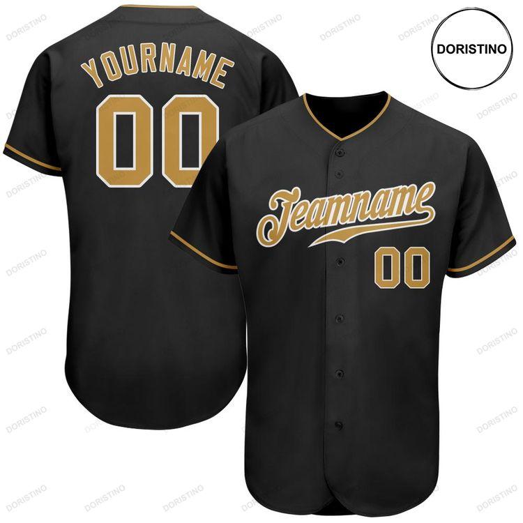 Custom Personalized Black Old Gold White Doristino All Over Print Baseball Jersey