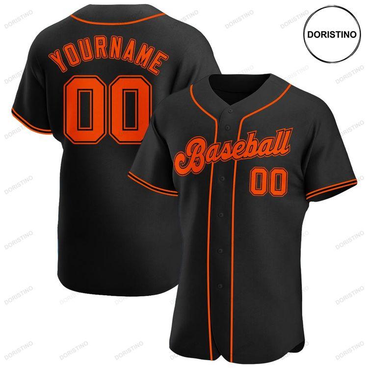 Custom Personalized Black Orange Black Doristino All Over Print Baseball Jersey