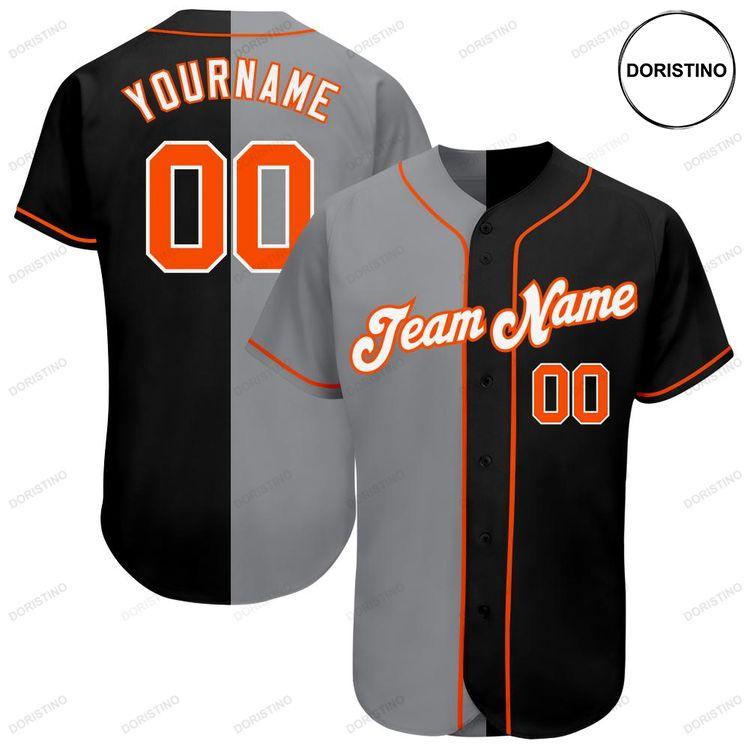 Custom Personalized Black Orange Gray Split Fashion Doristino Limited Edition Baseball Jersey