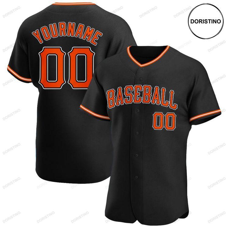 Custom Personalized Black Orange White Doristino Awesome Baseball Jersey