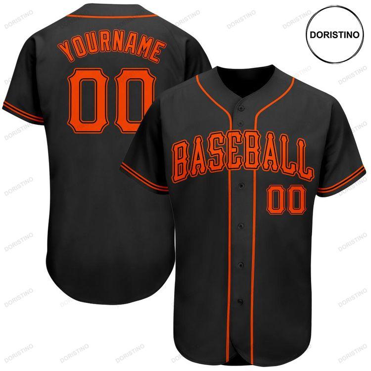Custom Personalized Black Orange Doristino Awesome Baseball Jersey