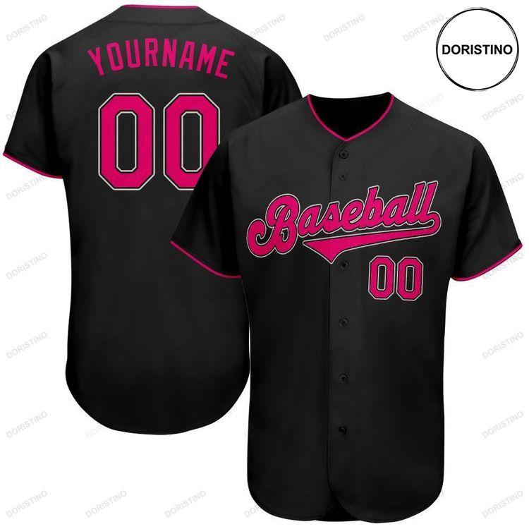 Custom Personalized Black Pink White Doristino Awesome Baseball Jersey