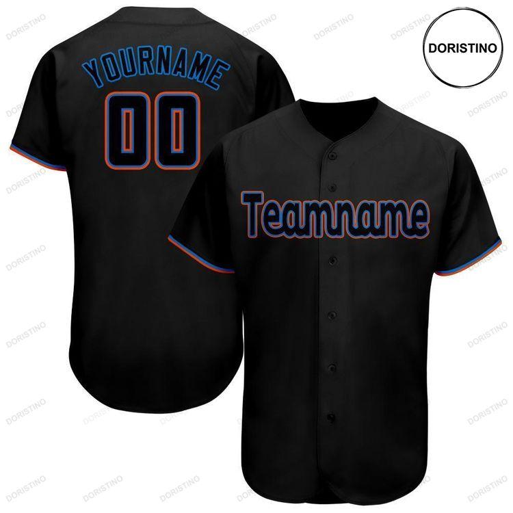 Custom Personalized Black Powder Blue Orange Doristino All Over Print Baseball Jersey