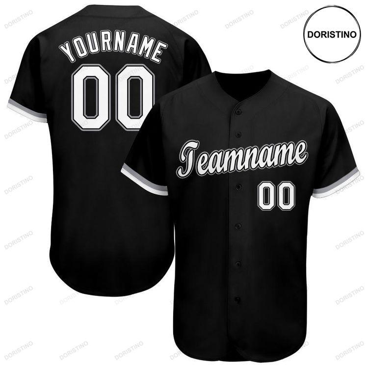 Custom Personalized Black White Gray Doristino Awesome Baseball Jersey