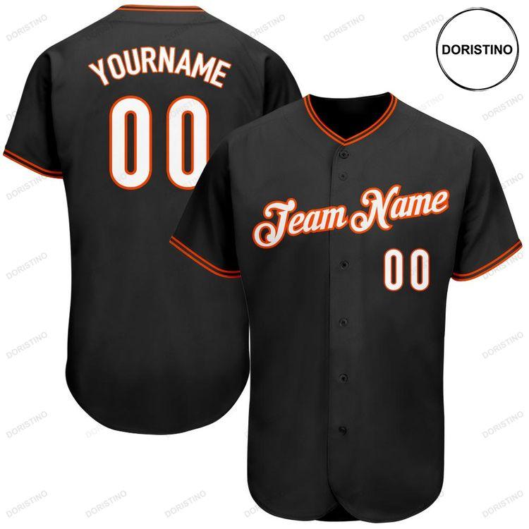 Custom Personalized Black White Orange Doristino Awesome Baseball Jersey