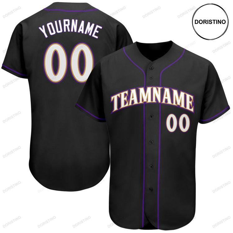 Custom Personalized Black White Purple Doristino Awesome Baseball Jersey
