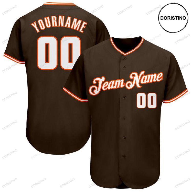 Custom Personalized Brown White Orange Doristino All Over Print Baseball Jersey