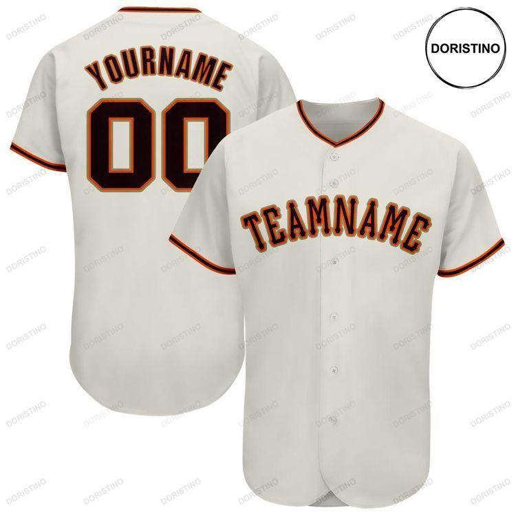 Custom Personalized Cream Black Orange Doristino All Over Print Baseball Jersey