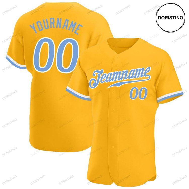 Custom Personalized Gold Light Blue White Doristino Limited Edition Baseball Jersey