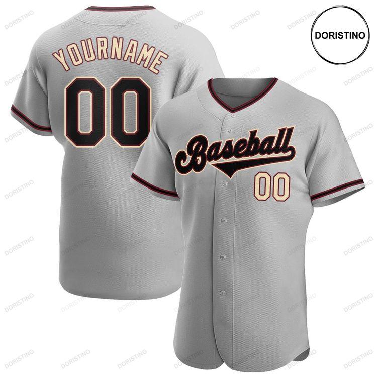 Custom Personalized Gray Black Khaki Doristino Awesome Baseball Jersey