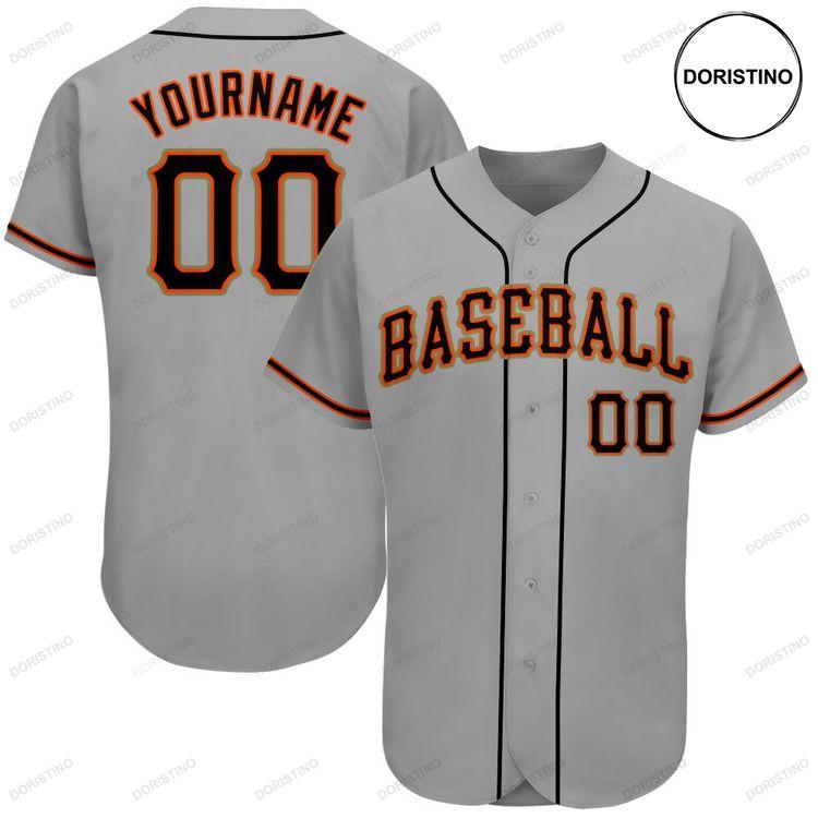 Custom Personalized Gray Black Orange Doristino Limited Edition Baseball Jersey