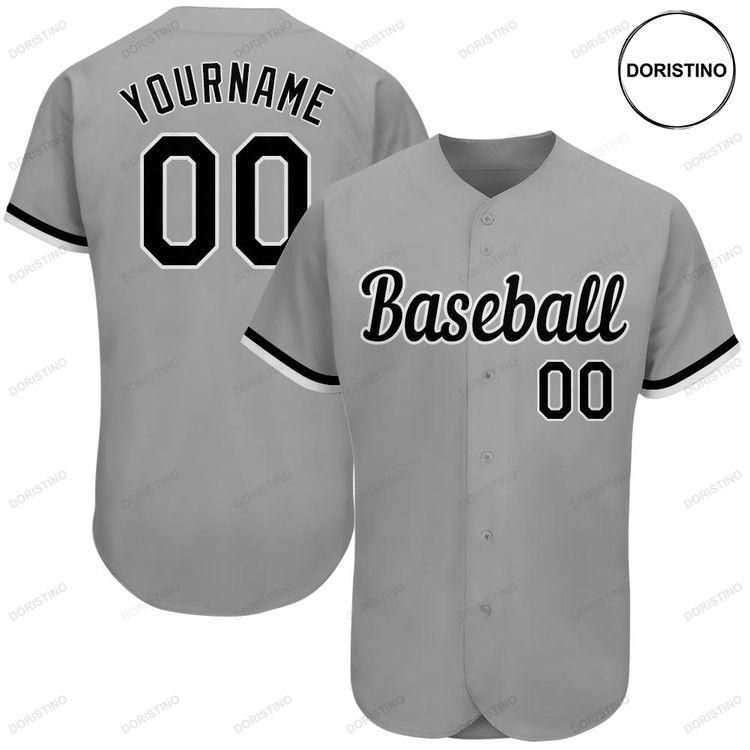Custom Personalized Gray Black White Doristino Limited Edition Baseball Jersey