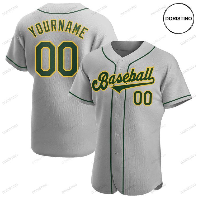 Custom Personalized Gray Green Gold Doristino Awesome Baseball Jersey