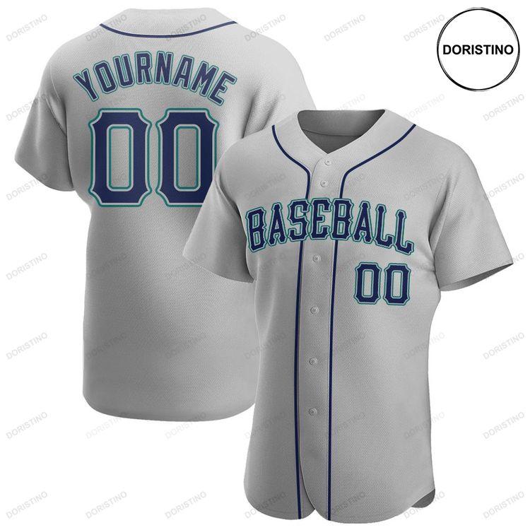 Custom Personalized Gray Navy Aqua Doristino All Over Print Baseball Jersey