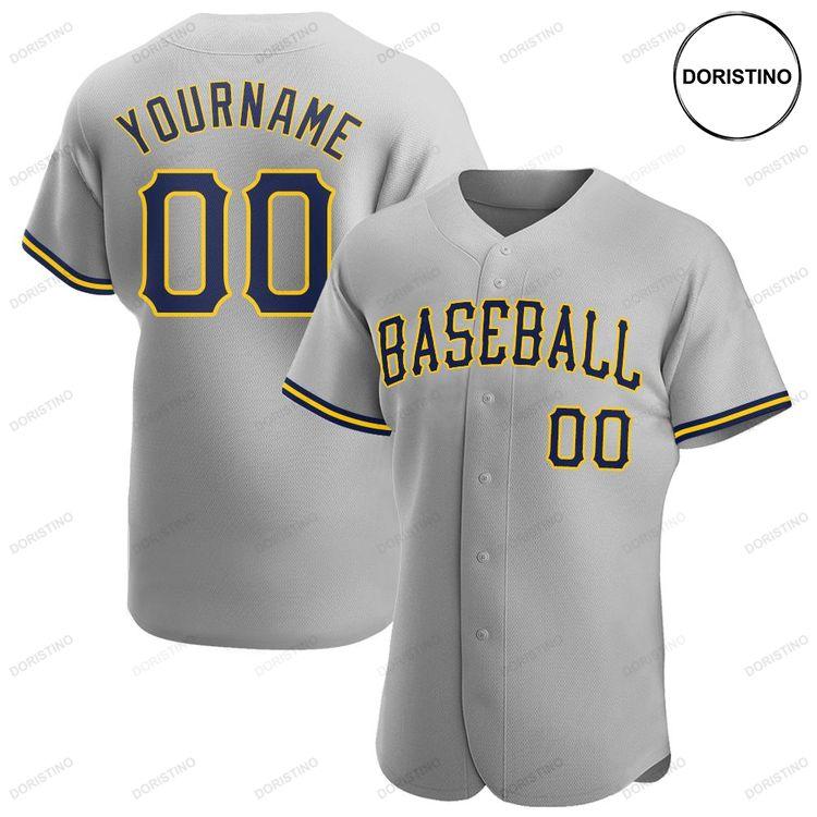 Custom Personalized Gray Navy Gold Doristino Limited Edition Baseball Jersey