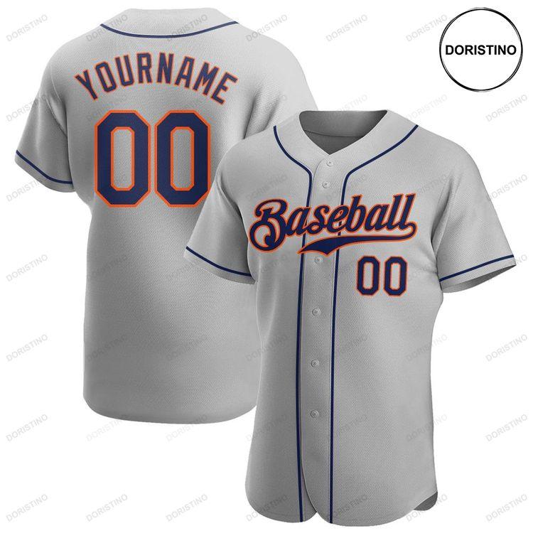 Custom Personalized Gray Navy Orange Doristino Limited Edition Baseball Jersey