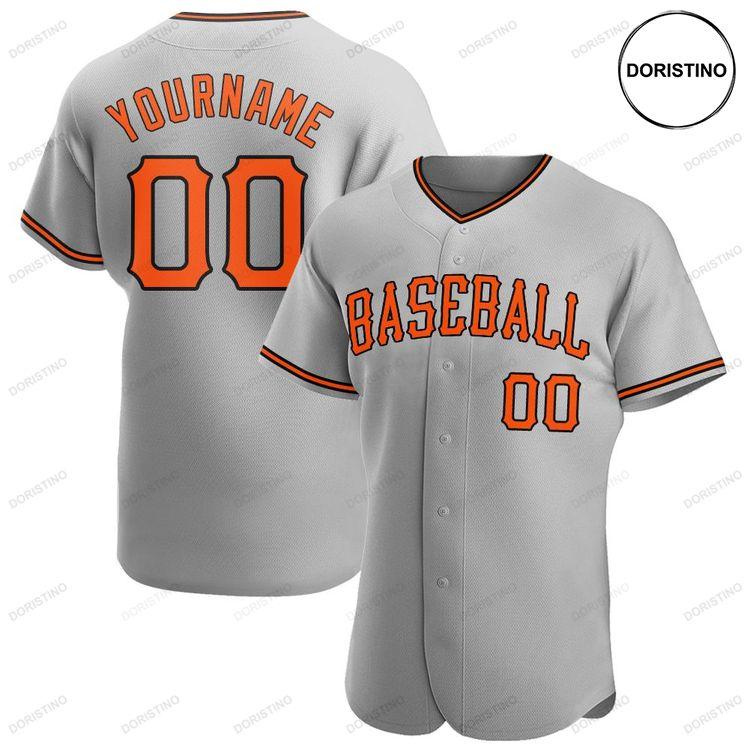 Custom Personalized Gray Orange Black Doristino All Over Print Baseball Jersey