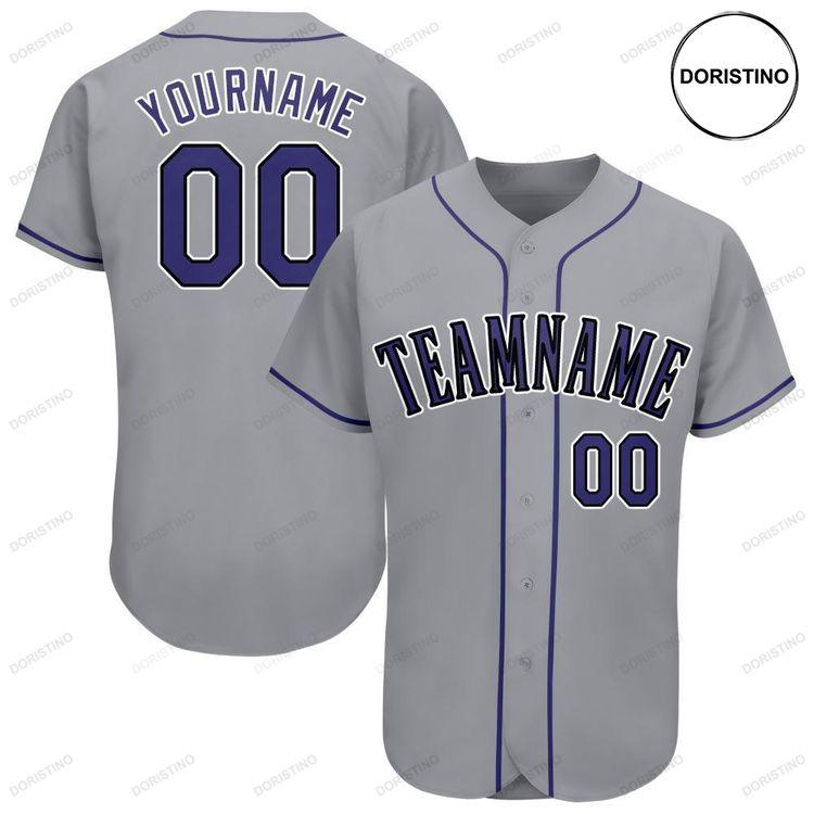 Custom Personalized Gray Purple Black Doristino Limited Edition Baseball Jersey