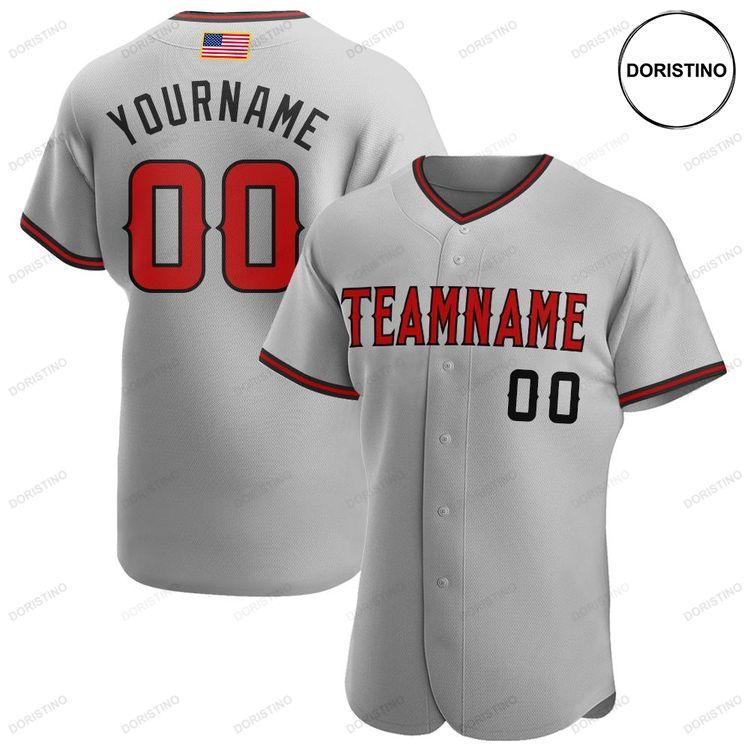 Custom Personalized Gray Red Black American Flag Fashion Doristino All Over Print Baseball Jersey