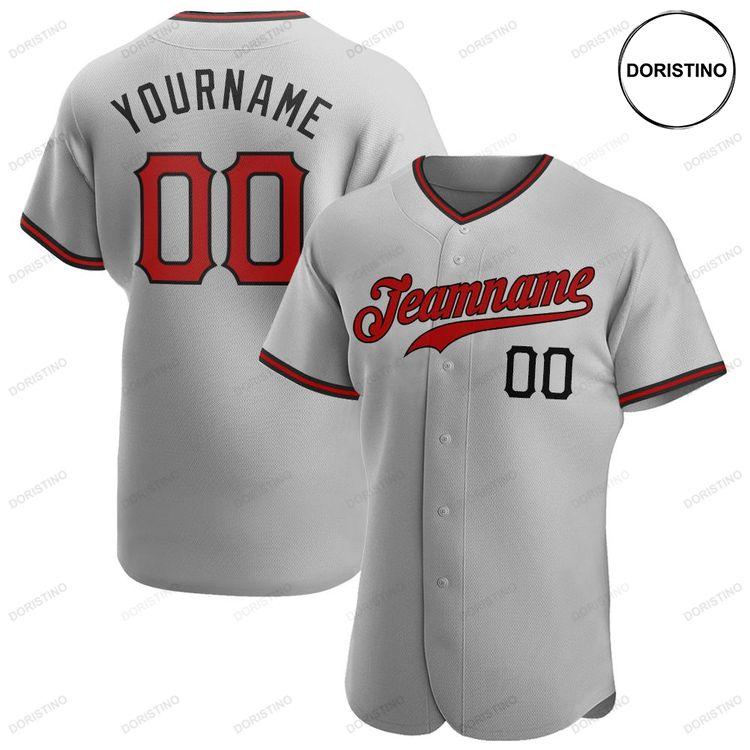 Custom Personalized Gray Red Black Doristino Limited Edition Baseball Jersey