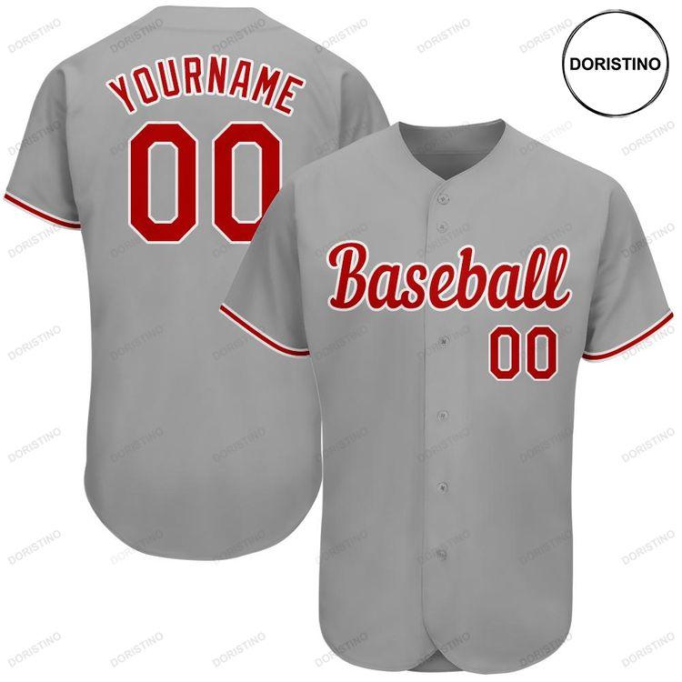 Custom Personalized Gray Red White Doristino All Over Print Baseball Jersey