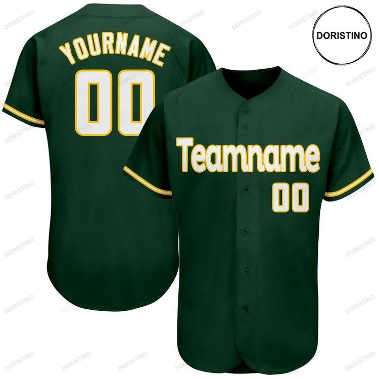 Custom Personalized Green White Gold Doristino Awesome Baseball Jersey