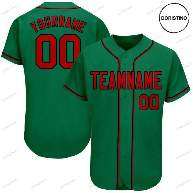 Custom Personalized Kelly Green Red Black Doristino Limited Edition Baseball Jersey