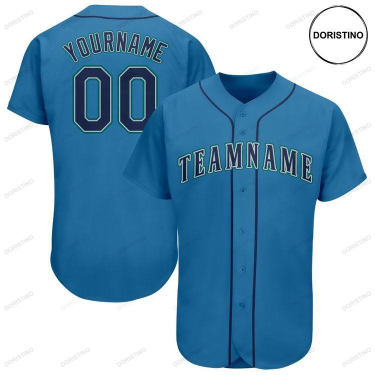Custom Personalized Light Blue Navy Aqua Doristino All Over Print Baseball Jersey