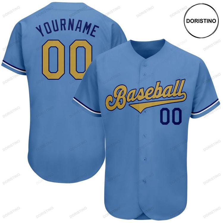 Custom Personalized Light Blue Old Gold Royal Doristino Awesome Baseball Jersey