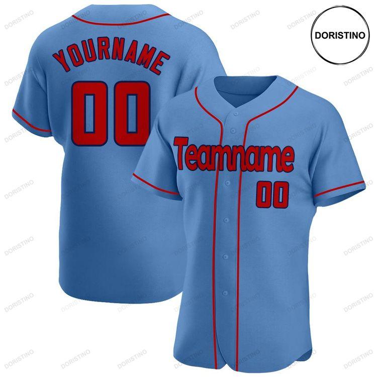 Custom Personalized Light Blue Red Navy Doristino Limited Edition Baseball Jersey