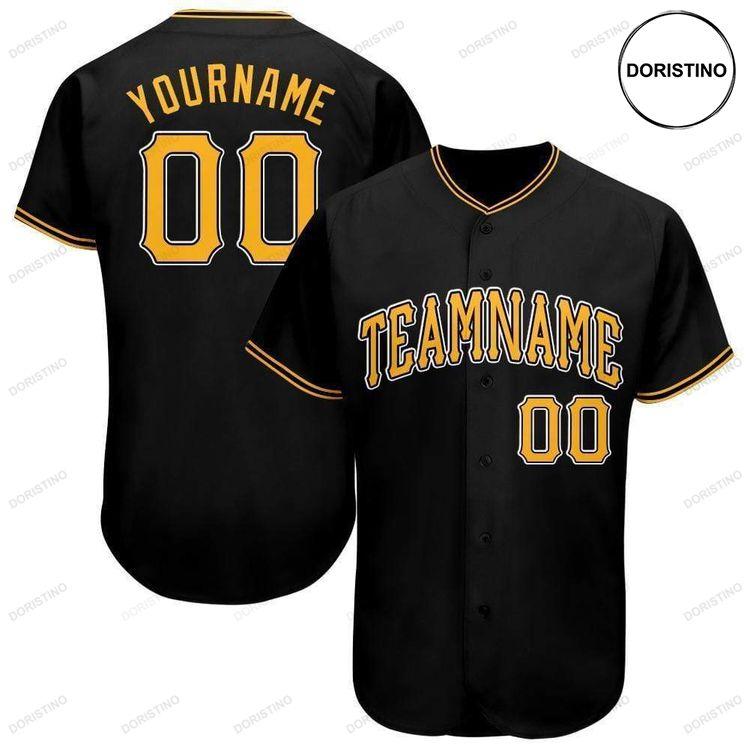Custom Personalized Name And Number Black Yellow Doristino All Over Print Baseball Jersey