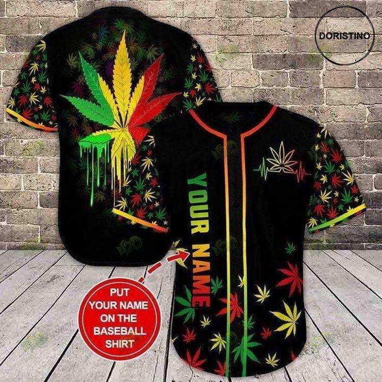 Custom Personalized Name Colorful Weed Doristino Limited Edition Baseball Jersey