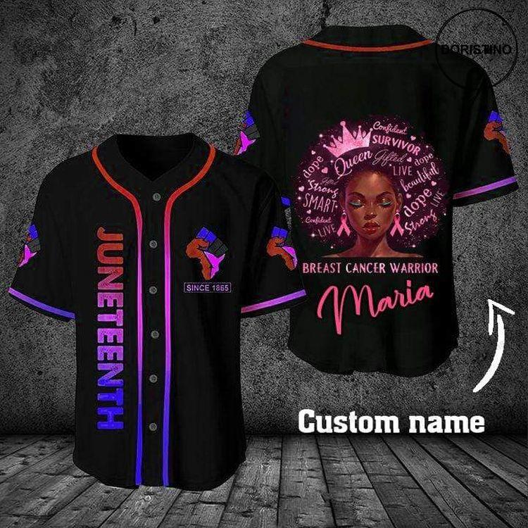 Custom Personalized Name Juneteenth Since 1865 Black Girl Breast Cancer Warrior Kv Doristino Awesome Baseball Jersey