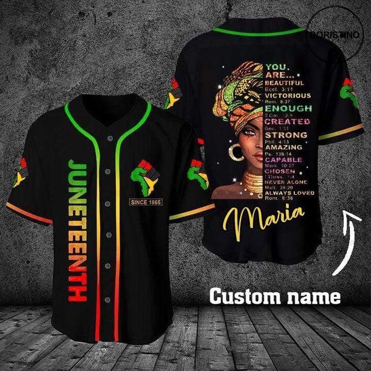 Custom Personalized Name Juneteenth Since 1865 Black Girl You Are Beautiful Kv Doristino Awesome Baseball Jersey