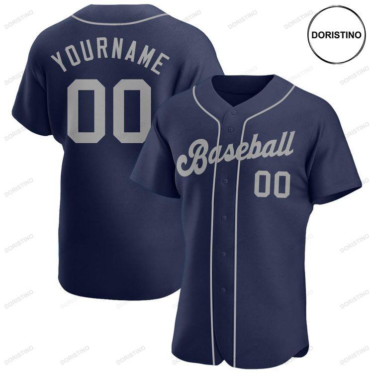 Custom Personalized Navy Gray Doristino Limited Edition Baseball Jersey