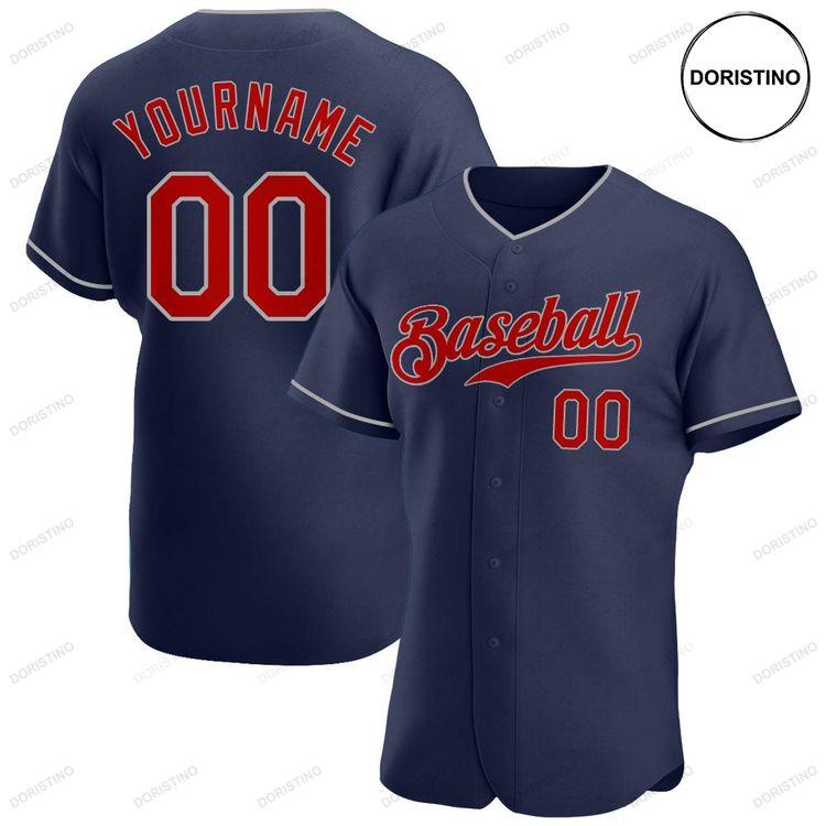 Custom Personalized Navy Red Gray Doristino Limited Edition Baseball Jersey