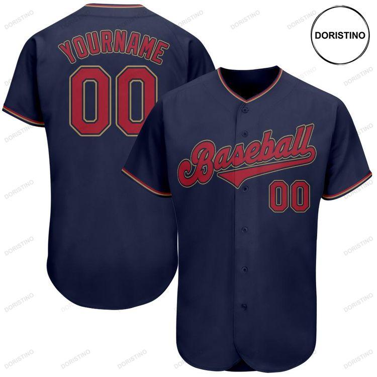 Custom Personalized Navy Red Old Gold Doristino All Over Print Baseball Jersey