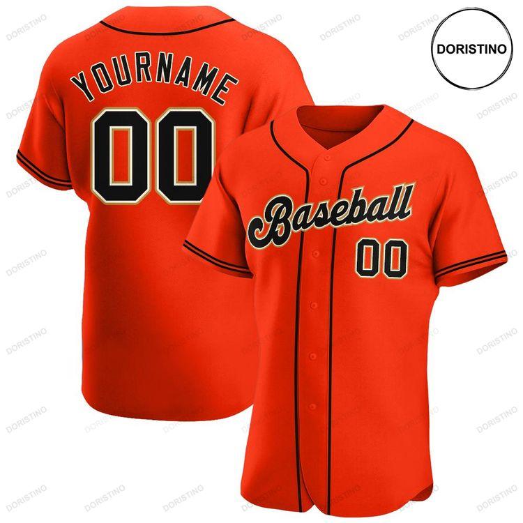 Custom Personalized Orange Black Cream Doristino Awesome Baseball Jersey