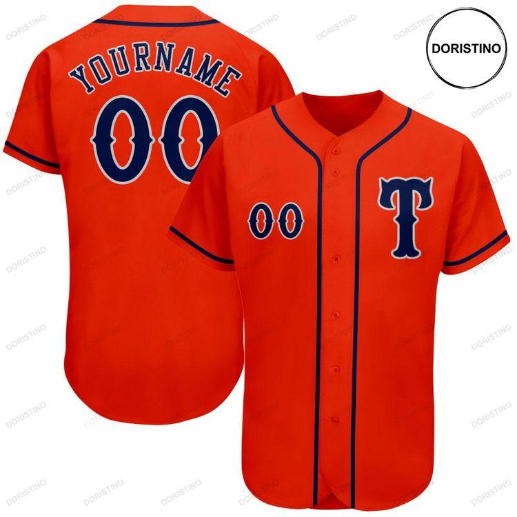 Custom Personalized Orange Navy Gray Doristino Awesome Baseball Jersey