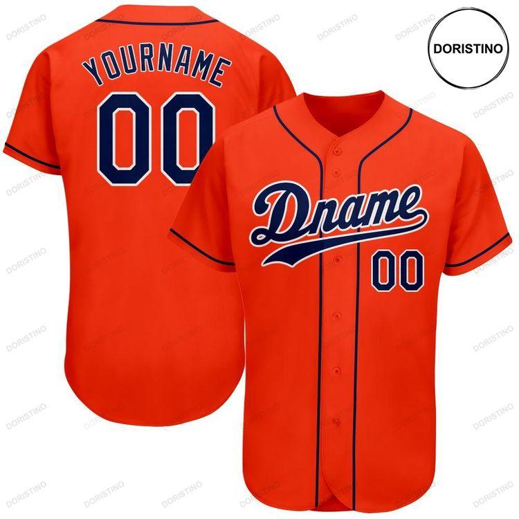 Custom Personalized Orange Navy White Doristino Awesome Baseball Jersey
