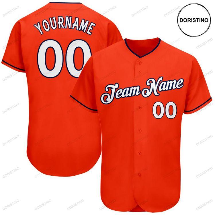 Custom Personalized Orange White Navy Doristino All Over Print Baseball Jersey