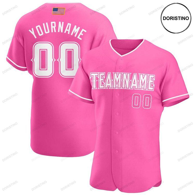 Custom Personalized Pink White American Flag Fashion Doristino Awesome Baseball Jersey