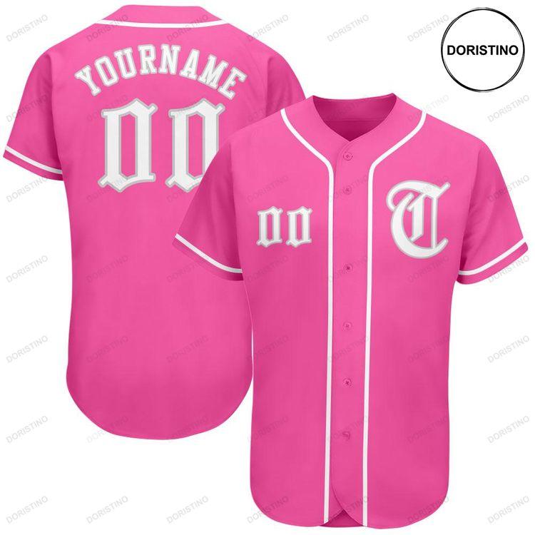 Custom Personalized Pink White Gray Doristino Limited Edition Baseball Jersey