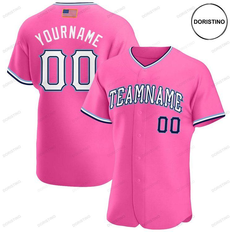 Custom Personalized Pink White Light Blue American Flag Fashion Doristino All Over Print Baseball Jersey