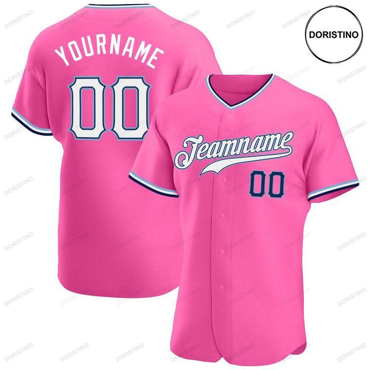 Custom Personalized Pink White Navy Doristino All Over Print Baseball Jersey