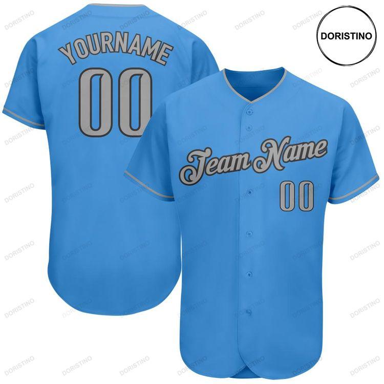 Custom Personalized Powder Blue Gray Dark Gray Doristino All Over Print Baseball Jersey