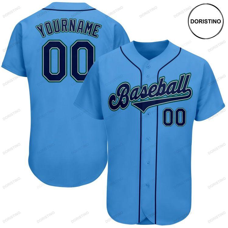 Custom Personalized Powder Blue Navy Aqua Doristino All Over Print Baseball Jersey
